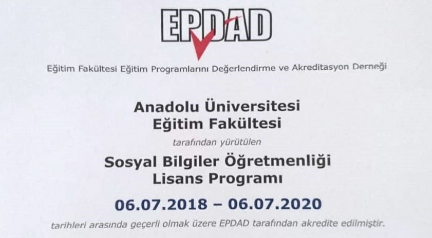 Sosyal Bilgiler Öğretmenliği Programı EPDAD tarafından akredite edildi